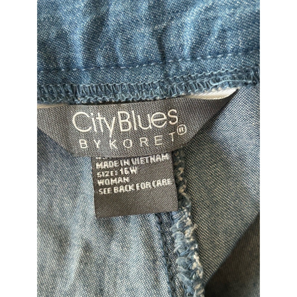 City Blues By Koret Women's Size 16 W Blue Chambray Wide Leg Cropped Pants - Picture 4 of 5